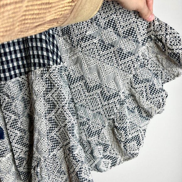 Anthropologie Akemi + Kin Gingham Eyelet Lace Gingham Kimono Boho Cape One Size - Picture 8 of 9